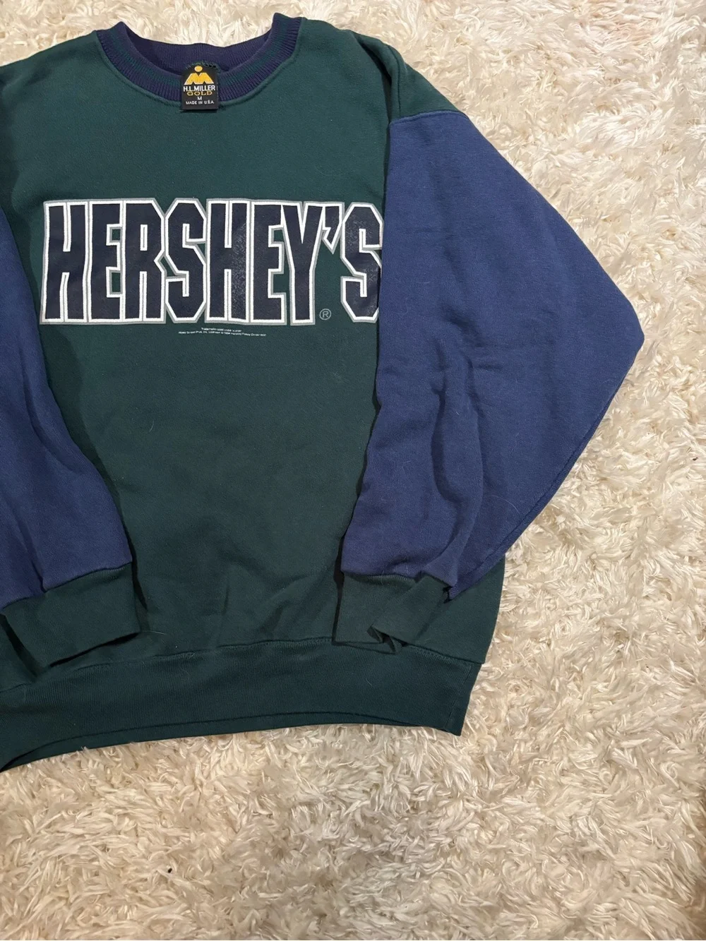VTG 90’s Colorblock Green & Navy Crewneck Sweatshirt - Classic Logo-Medium